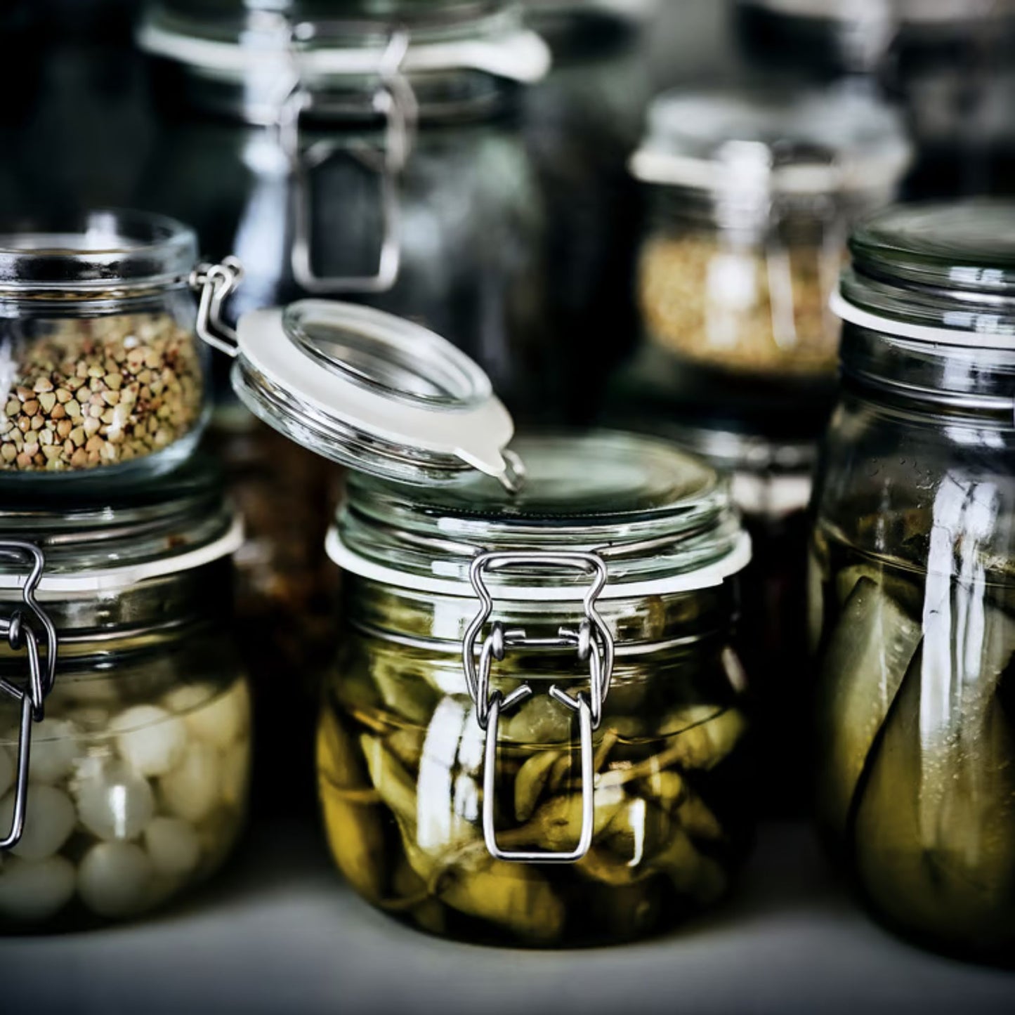 Honey Jar with Clip-Top Airtight Glass
