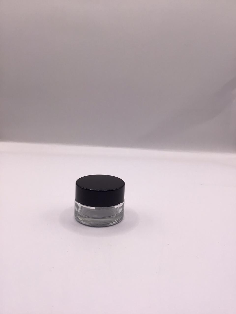 Clear Glass Cream Jar with Glossy Black Lid – Available in Multiple Sizes