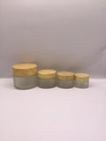 Frosted Glass Bakhoor Jar with Wood-Grain Texture Lid – Multiple Sizes Available