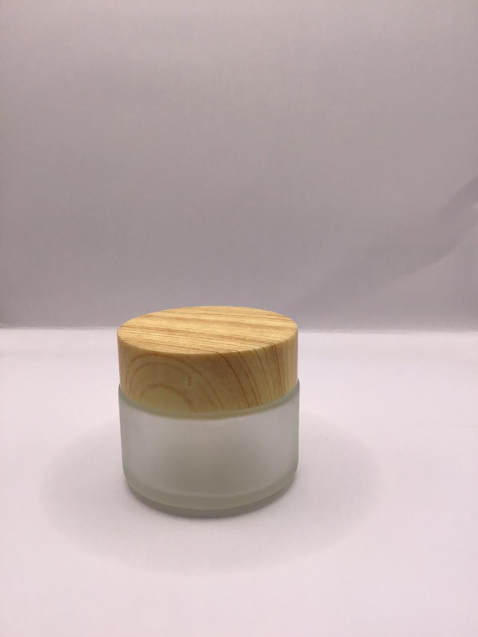 Frosted Glass Bakhoor Jar with Wood-Grain Texture Lid – Multiple Sizes Available