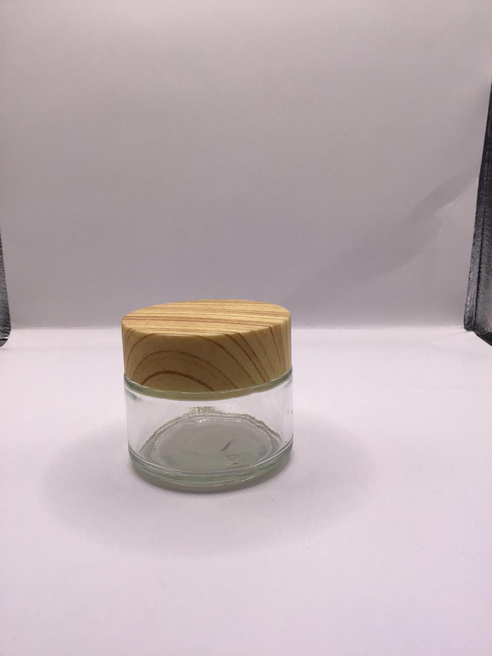Frosted Glass Bakhoor Jar with Wood-Grain Texture Lid – Multiple Sizes Available