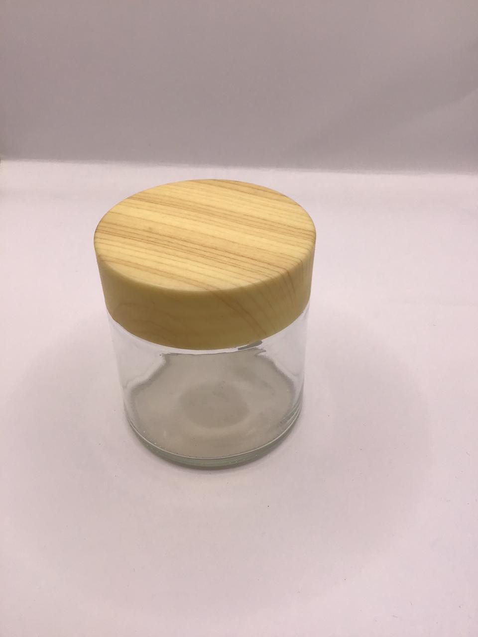 Frosted Glass Bakhoor Jar with Wood-Grain Texture Lid – Multiple Sizes Available