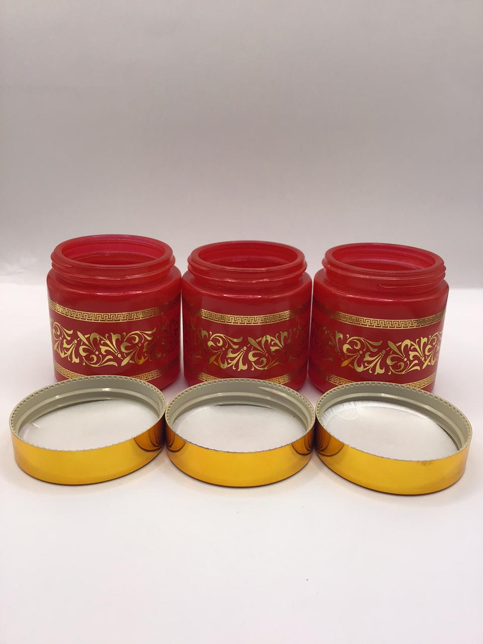 Crimson Red Bakhoor Jar with Gold Arabesque Lid