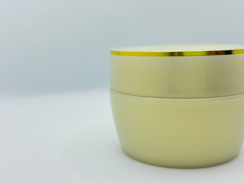 Frosted Ivory Cosmetic Jar with Gold Rim Lid | Premium Skincare Packaging