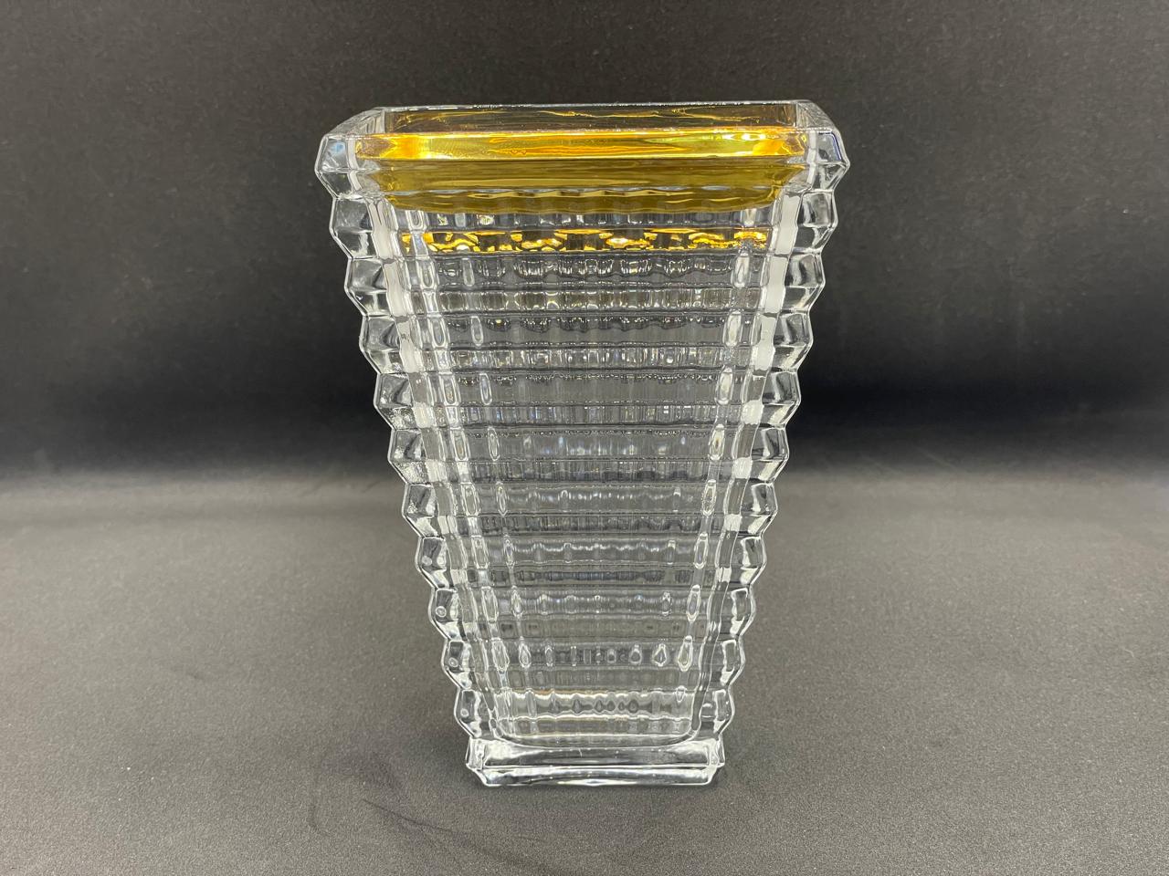 Crystal Burner – Square and Conical Ribbed Design with Golden plate Top