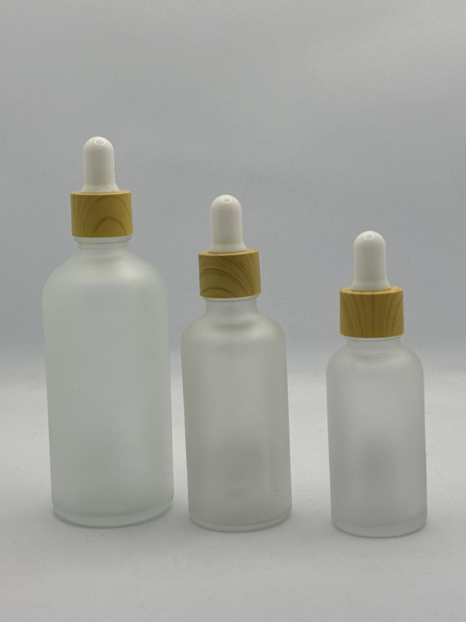 Frosted Glass Dropper Bottle with Wooden Cap