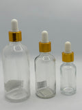 Clear Glass Dropper Bottle with Gold Aluminum Cap