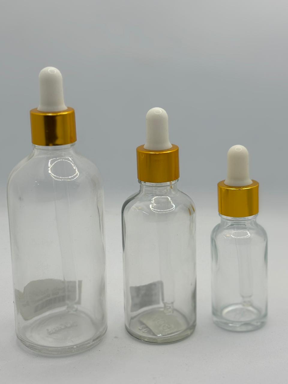 Clear Glass Dropper Bottle with Gold Aluminum Cap