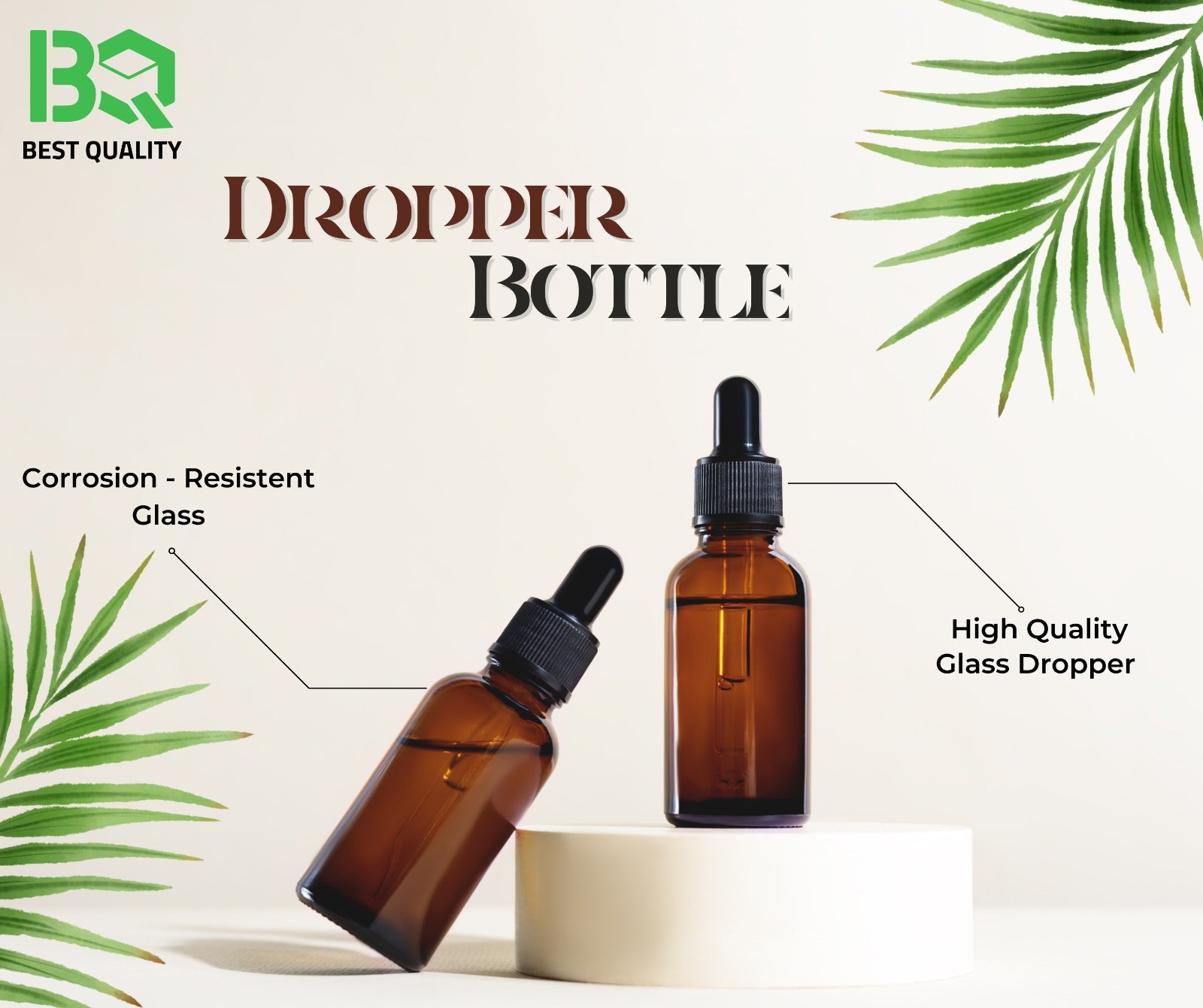 Amber Glass Dropper Bottle with Black Cap