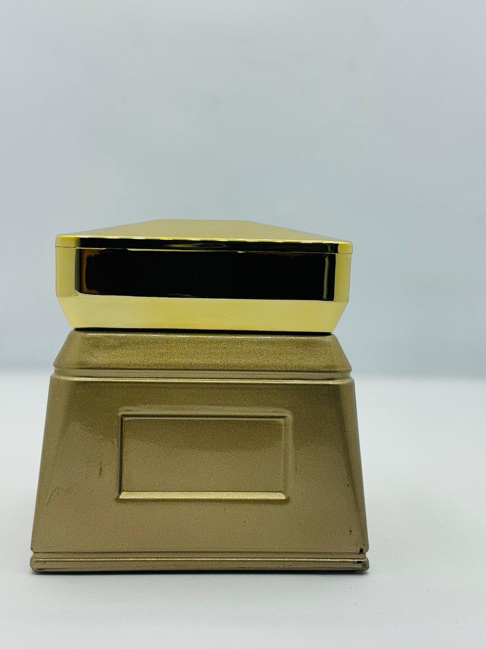 Luxury Square Bakhoor Jar with Gold Lid | Champagne & Gold