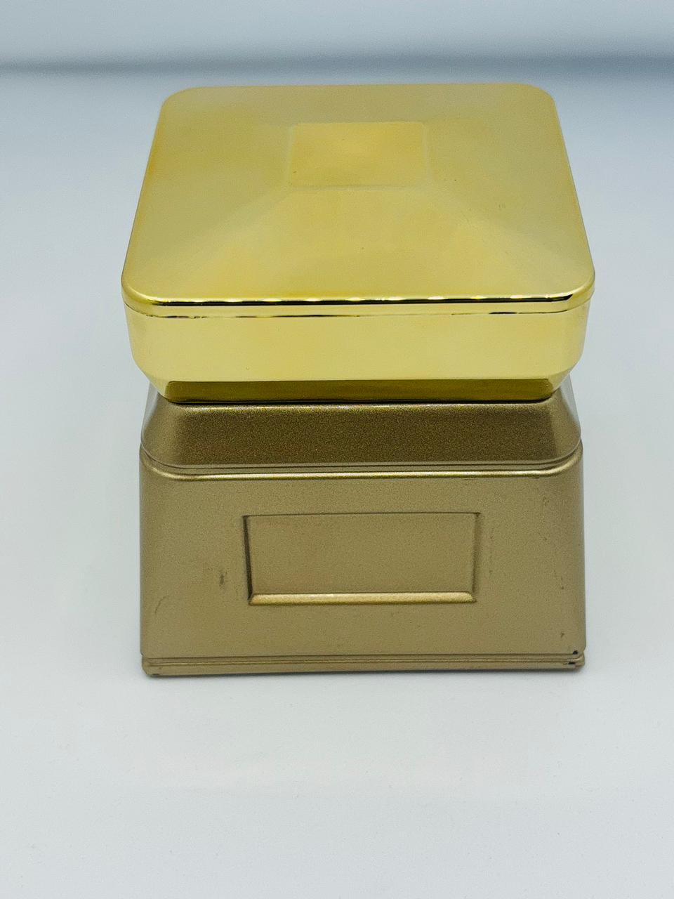 Luxury Square Bakhoor Jar with Gold Lid | Champagne & Gold