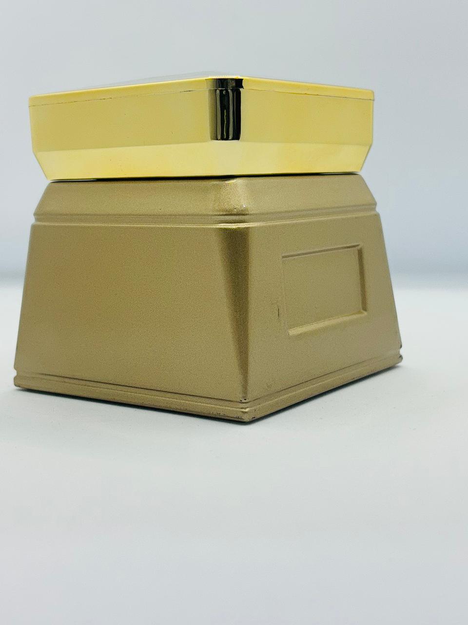 Luxury Square Bakhoor Jar with Gold Lid | Champagne & Gold