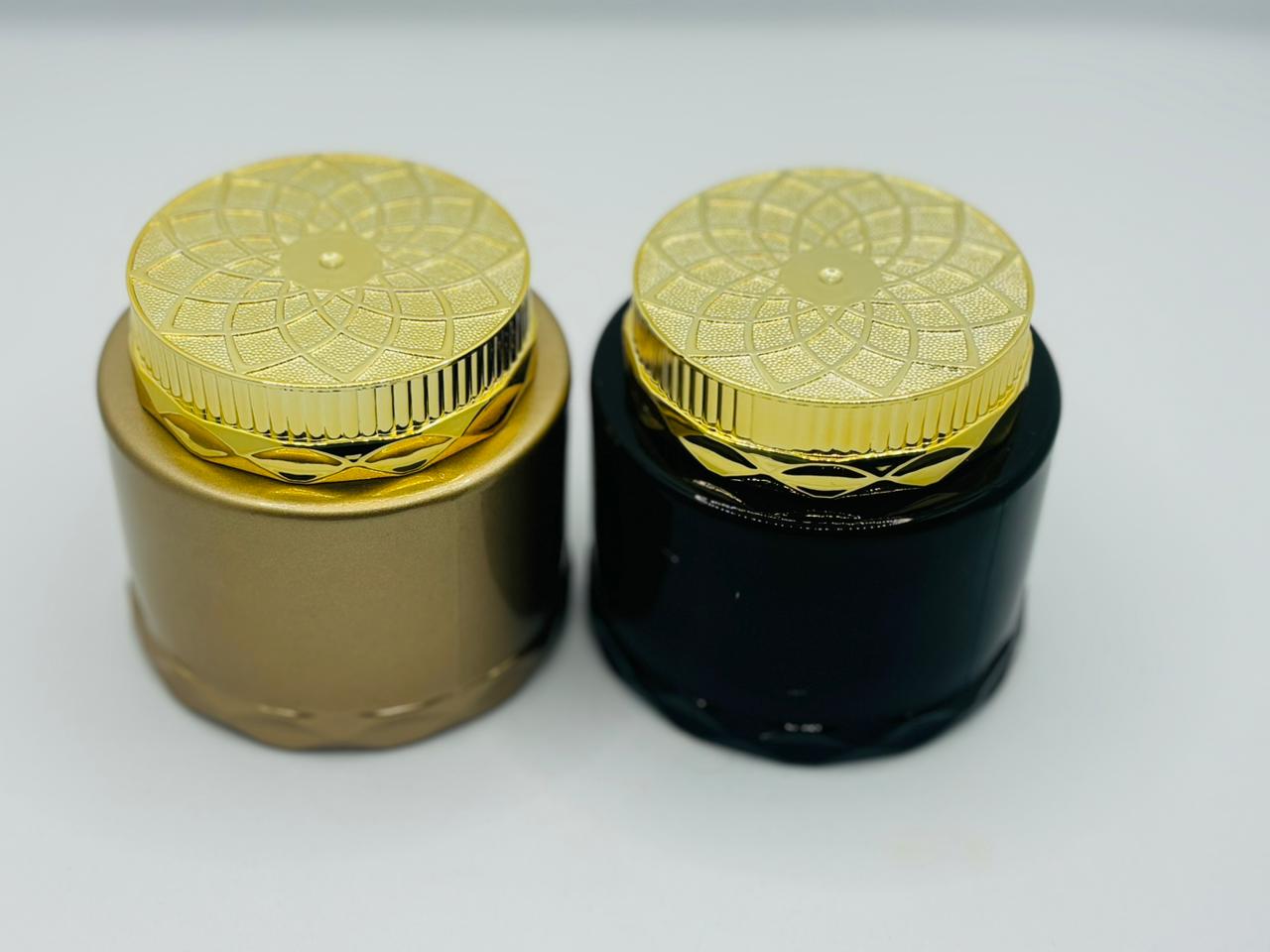 Premium Bakhor Jar with Diamond-Cut Gold Lid | Gold & Black