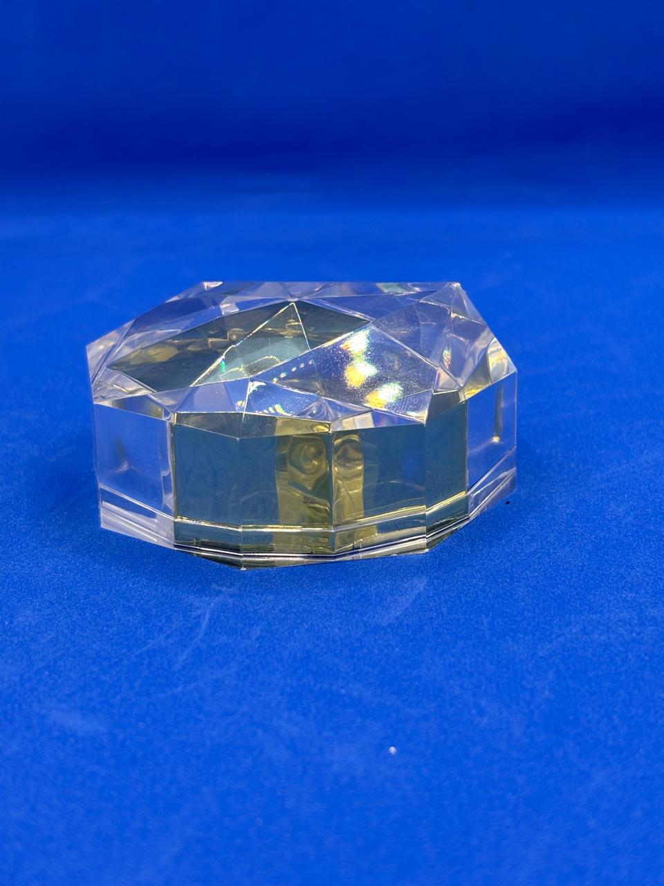 Crystal Diamond-Cut Cosmetic Jar – Luxury Octagonal Clear Acrylic with Gold Lid | Empty Refillable Container