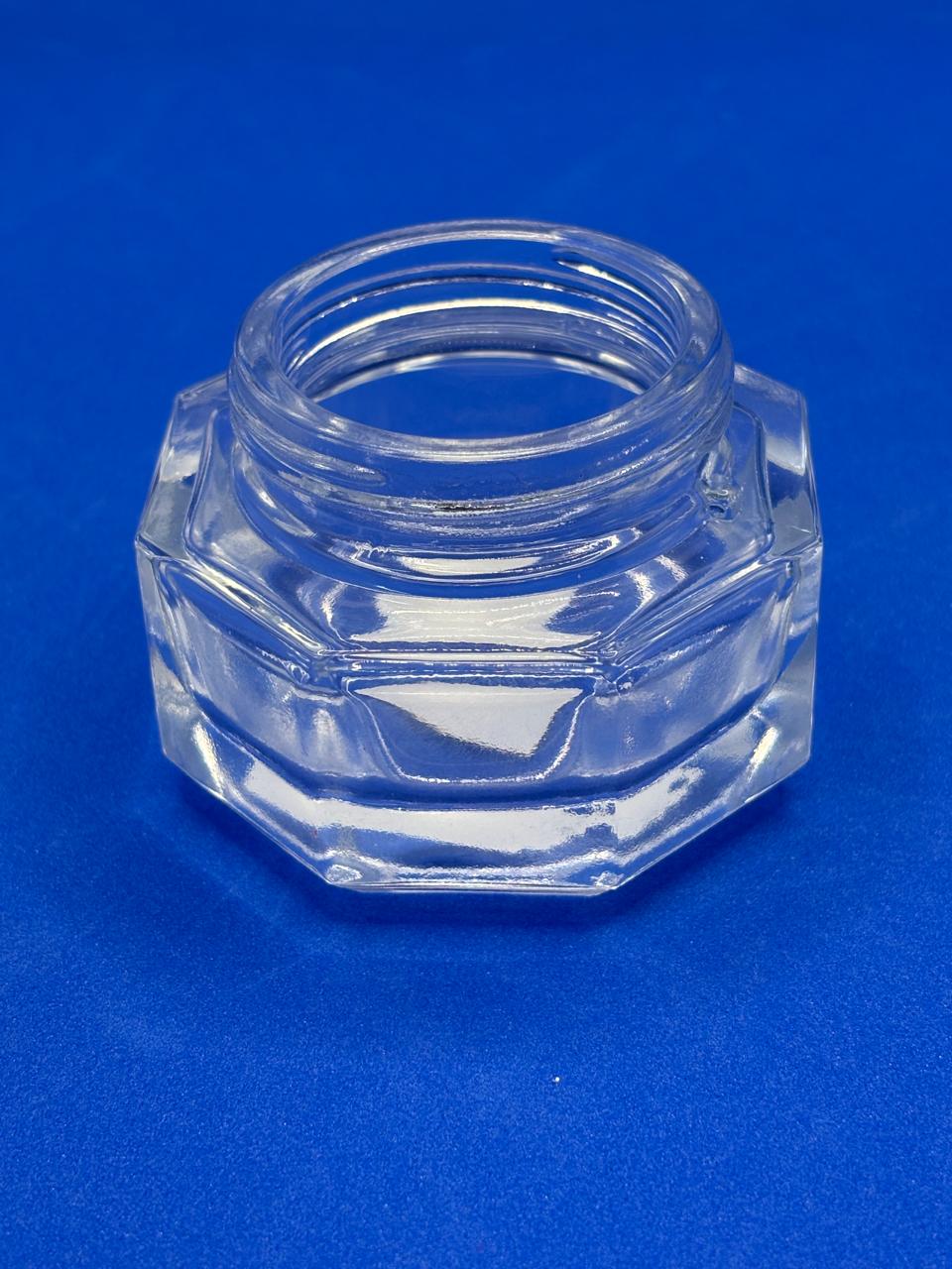 Crystal Diamond-Cut Cosmetic Jar – Luxury Octagonal Clear Acrylic with Gold Lid | Empty Refillable Container