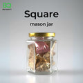 Square Clear Glass Mason Jar with Gold Lid | Multi-Purpose Storage Container
