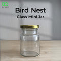 Bird Nest Glass Mini Jar with Gold Lid | Small Clear Storage Container