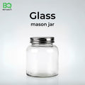 Classic Glass Mason Jar with Silver Aluminum Lid | Clear Airtight Storage Container