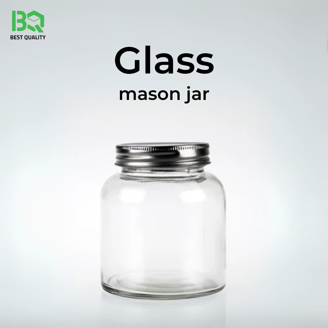 Classic Glass Mason Jar with Silver Aluminum Lid | Clear Airtight Storage Container