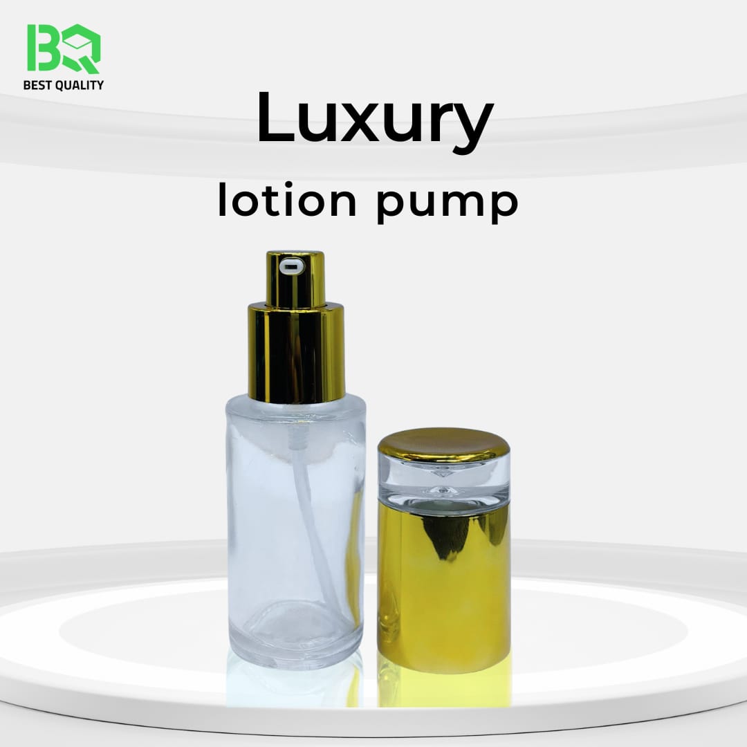 Luxury Glass Lotion Pump Bottle with Gold Dispenser