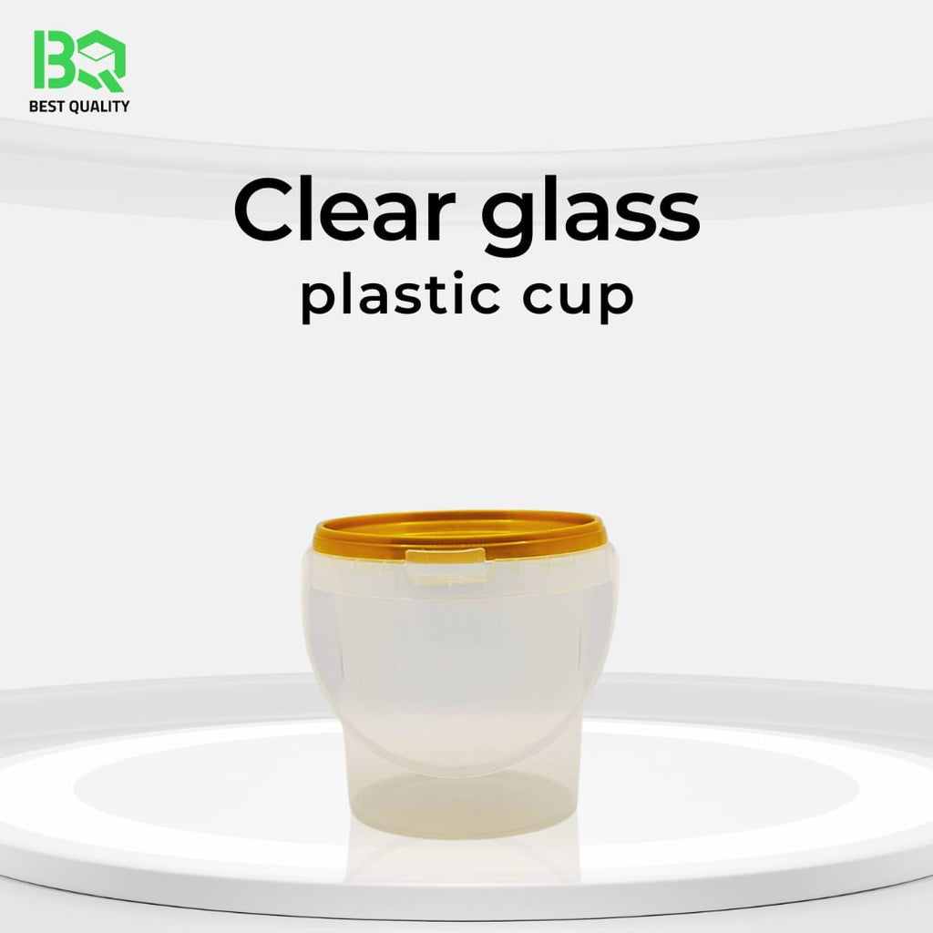 Clear Plastic Cup with Gold Rim Lid | Multi-Purpose Food & Storage Container