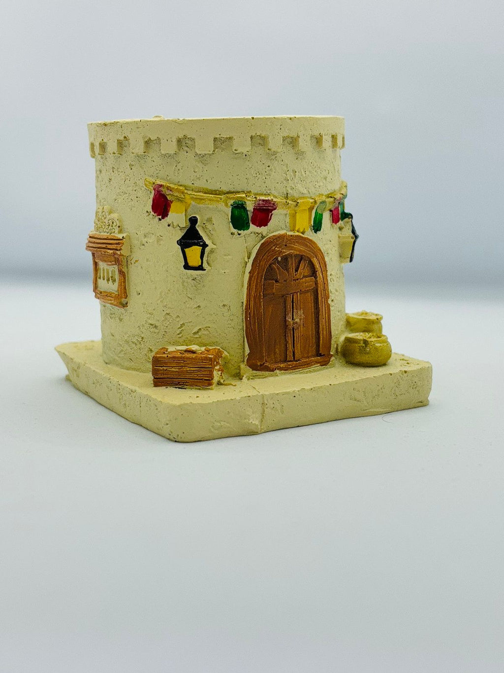 Arabic Old Souk Bakhoor Burner – Hand-Painted Resin Mabkhara with Gold Brass Bowl