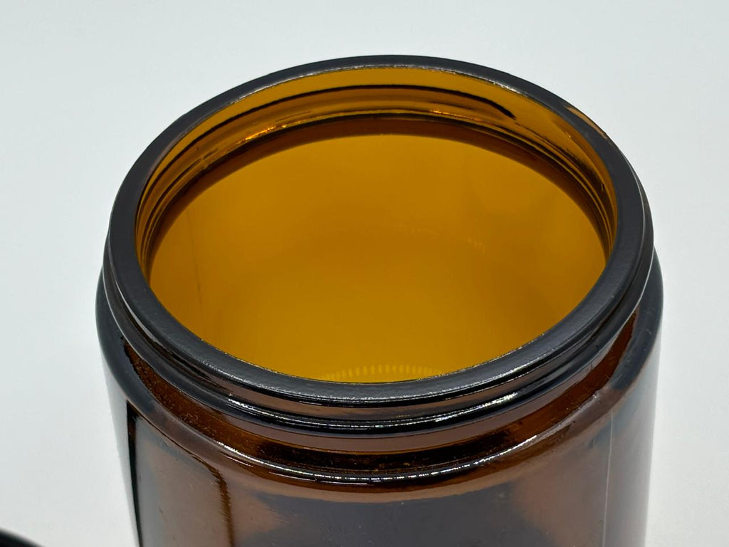 Amber Glass Jar with Black Metal Lid