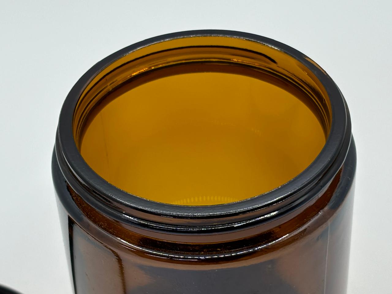 Amber Glass Jar with Black Metal Lid