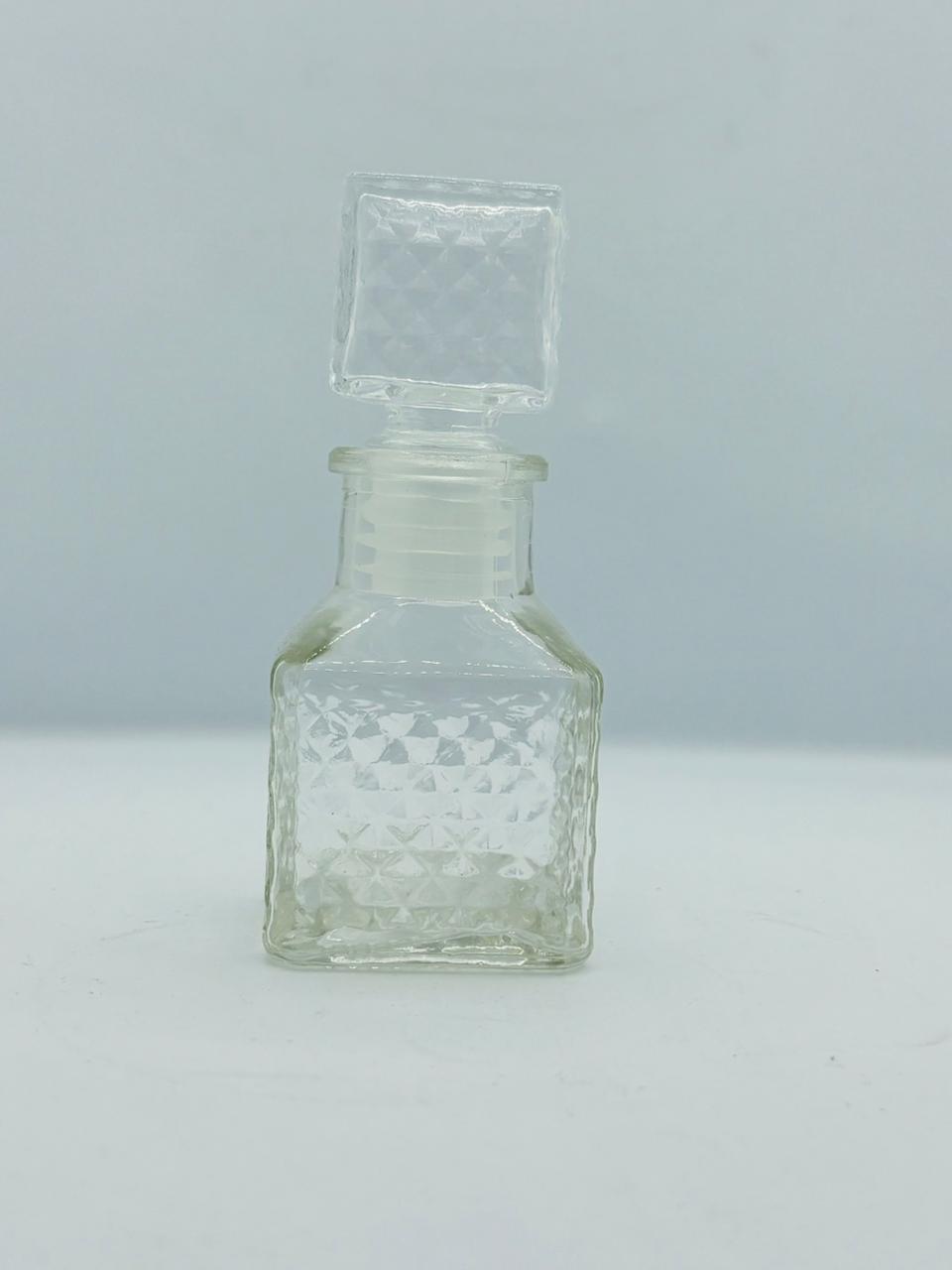 Diamond Cut Glass Decanter with Square Stopper