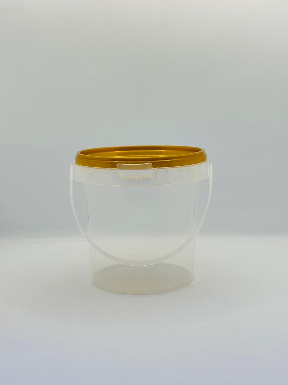 Frosted Plastic Jar with Gold Lid