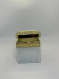 Silver & Gold Bakhoor Jar – Ribbed Luxury Incense Container