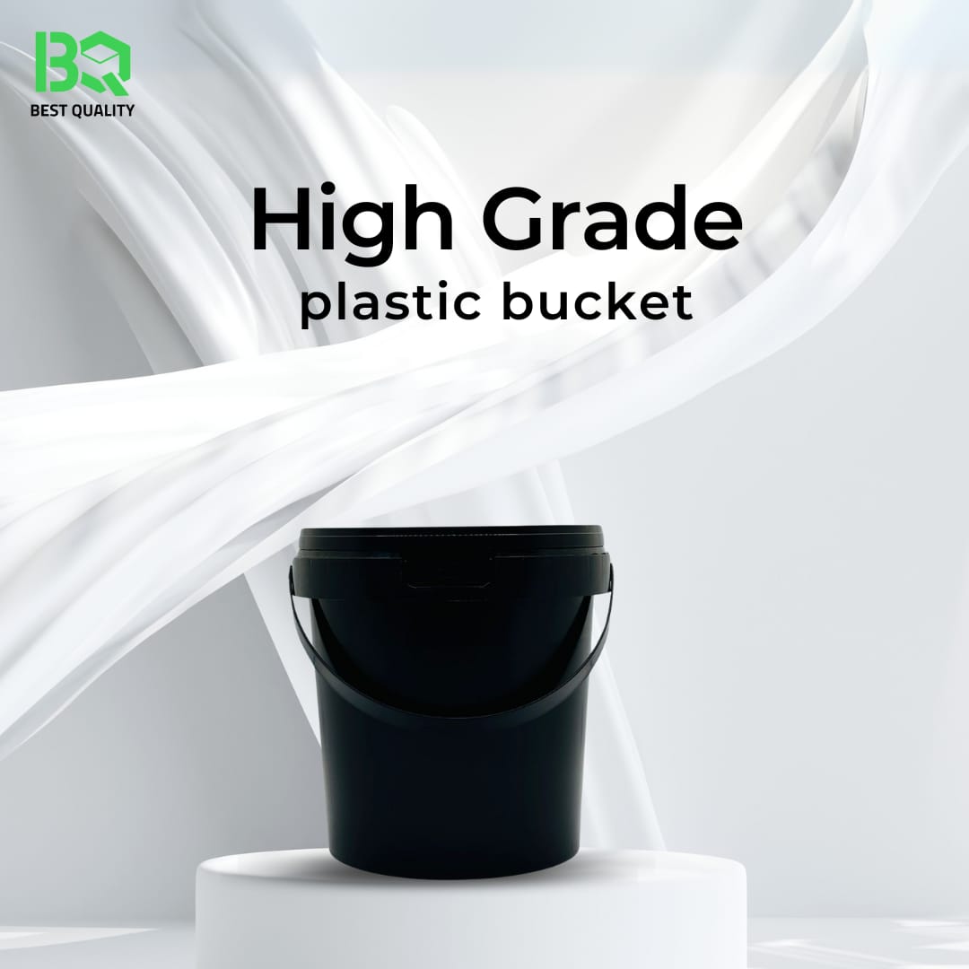 High Grade Black Plastic Bucket with Lid & Handle