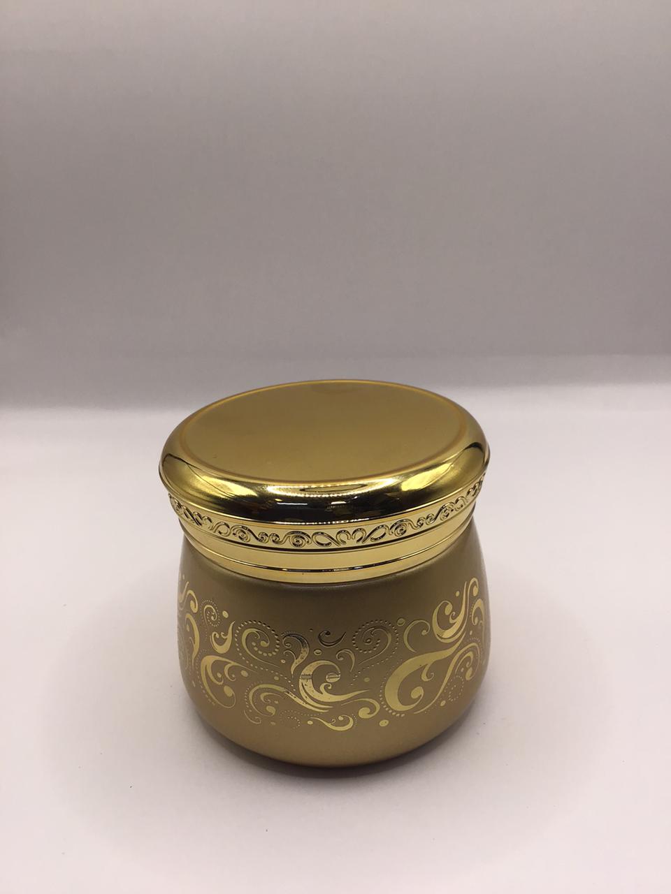 Golden Arabesque Bakhoor Burner Jar with Luxury Gold Dome Lid