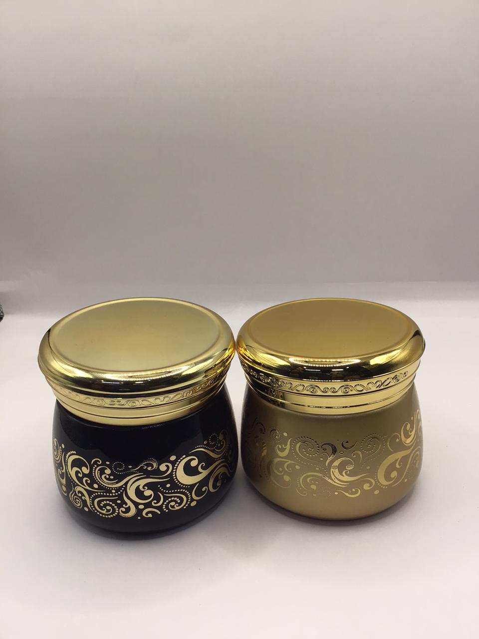 Luxury Bakhoor Jar – Black & Gold Arabesque