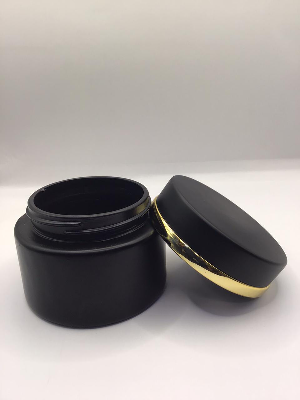 Matte Black Bakhoor Jar with Gold Band