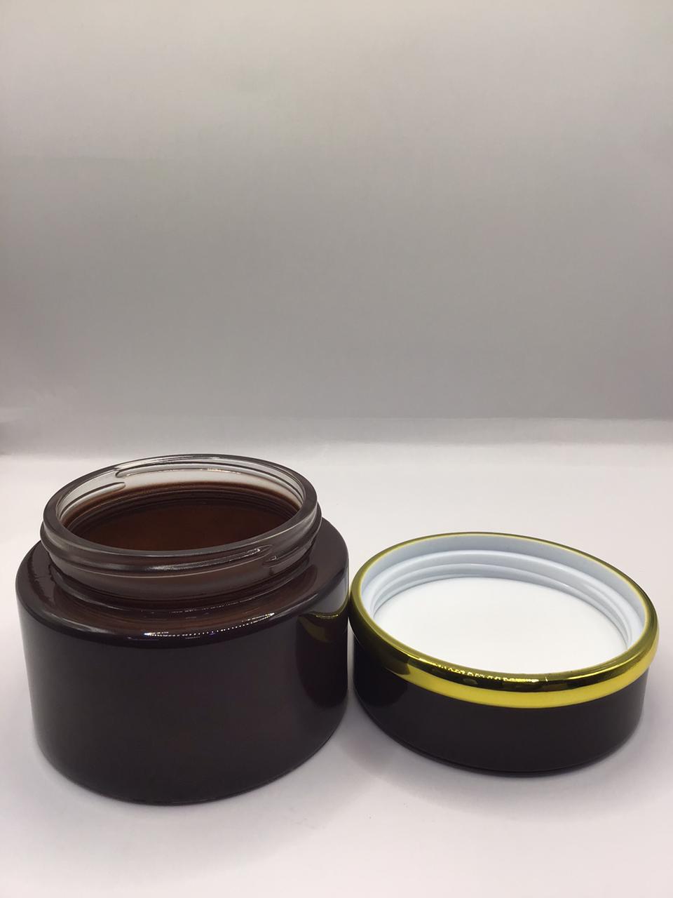 Glossy Brown Bakhoor Jar with Gold Band