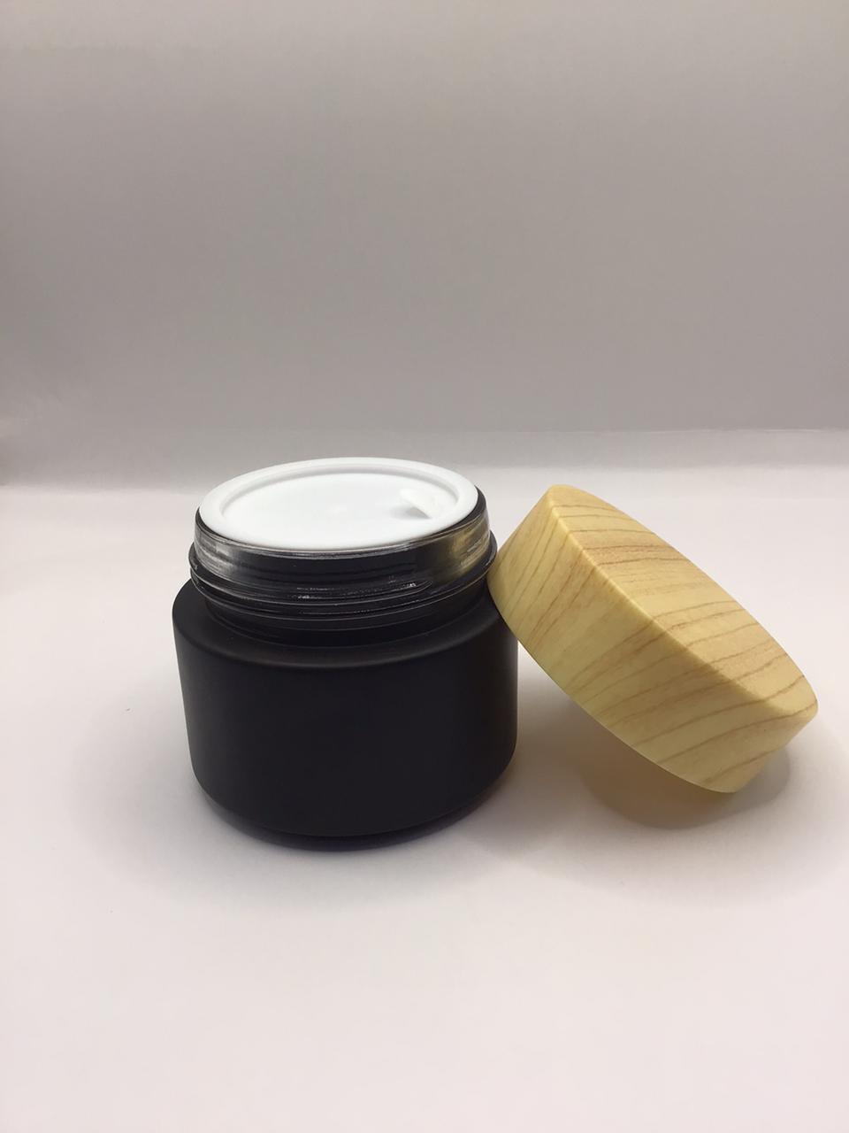 Matte Black Bakhoor Jar with Natural Wood Lid