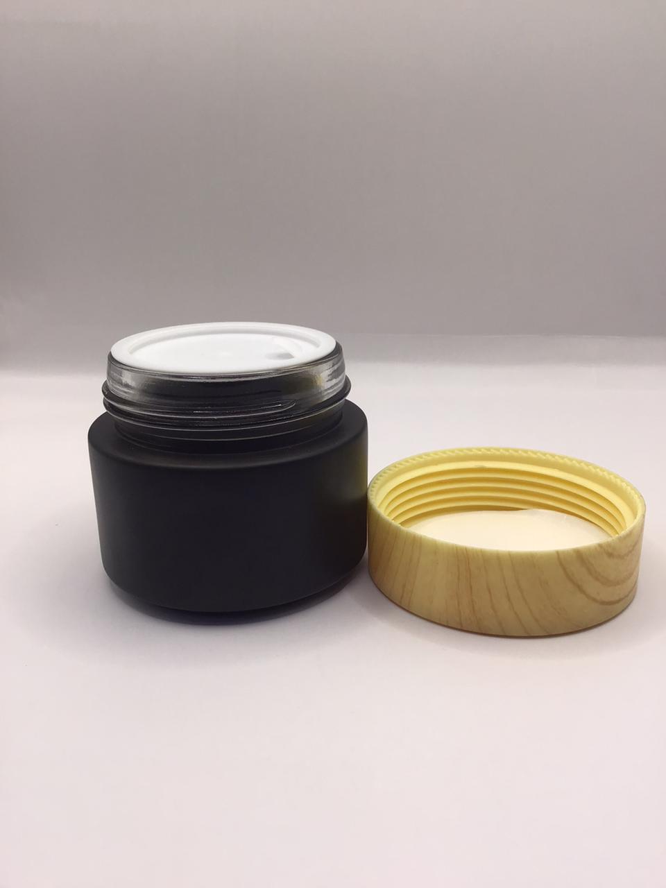 Matte Black Bakhoor Jar with Natural Wood Lid