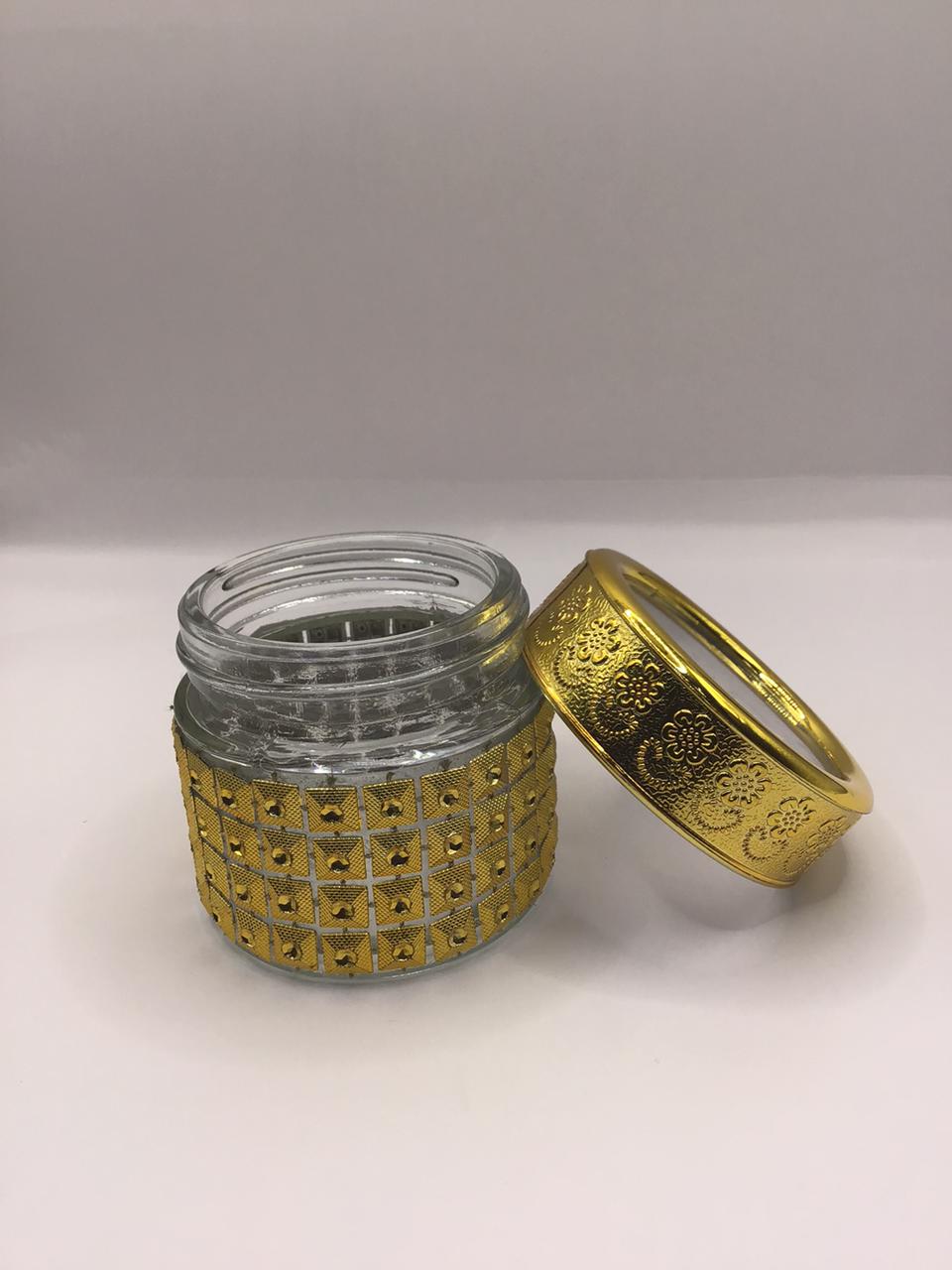 Royal Gold Arabesque Bakhoor Jar with Diamond Stud Body