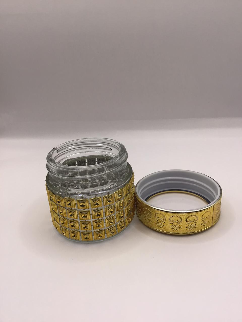 Royal Gold Arabesque Bakhoor Jar with Diamond Stud Body