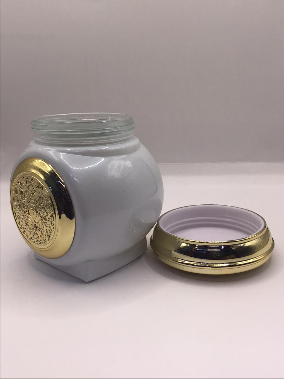 Grey Ceramic Bakhoor Jar with Gold Arabesque Lid & Medallion