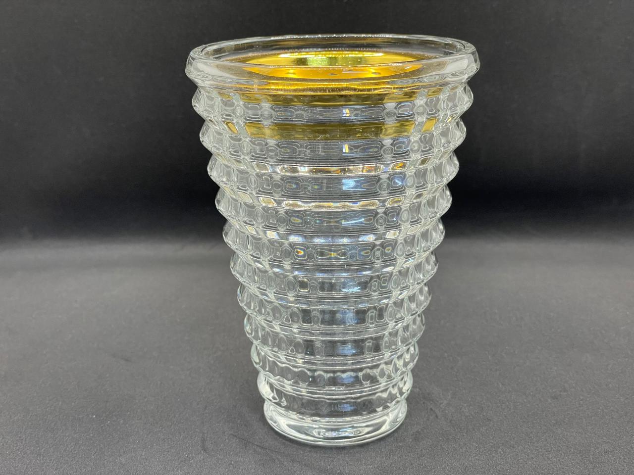 Crystal Burner – Square and Conical Ribbed Design with Golden plate Top