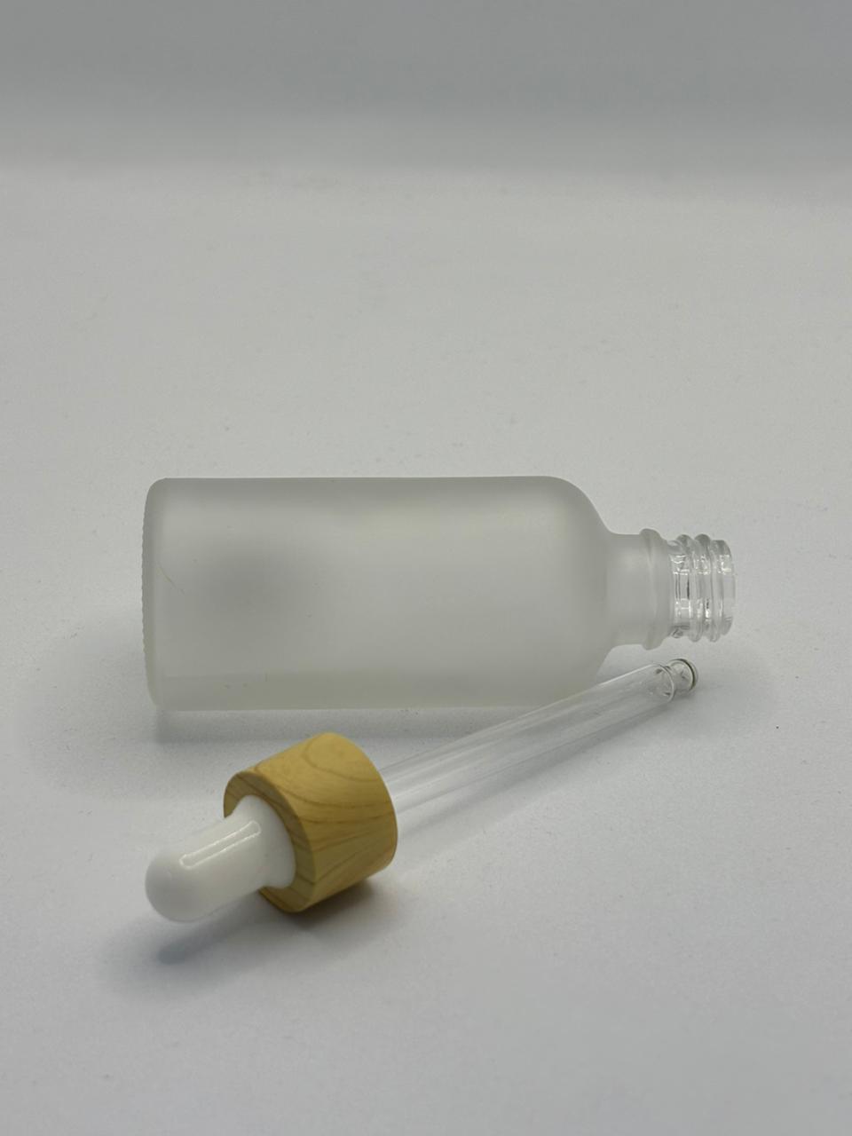 Frosted Glass Dropper Bottle with Wooden Cap
