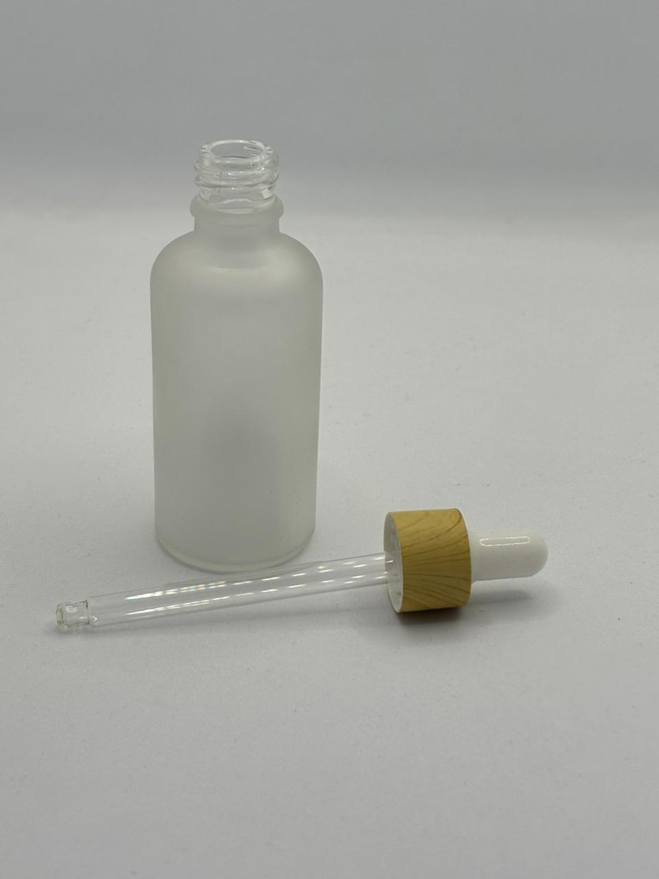 Frosted Glass Dropper Bottle with Wooden Cap