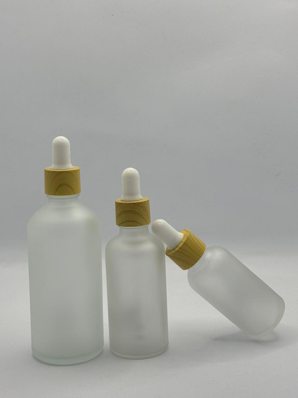Frosted Glass Dropper Bottle with Wooden Cap
