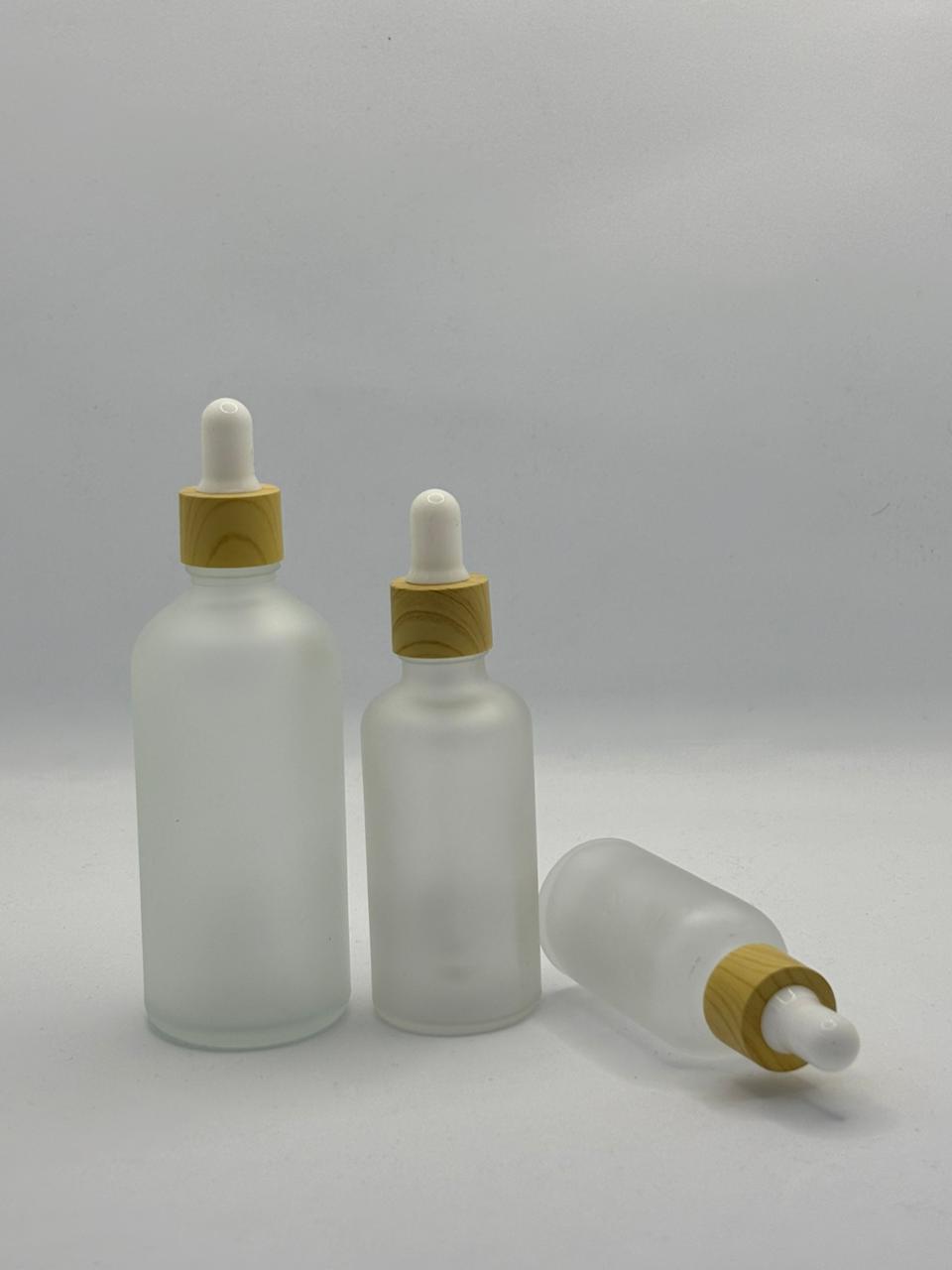 Frosted Glass Dropper Bottle with Wooden Cap