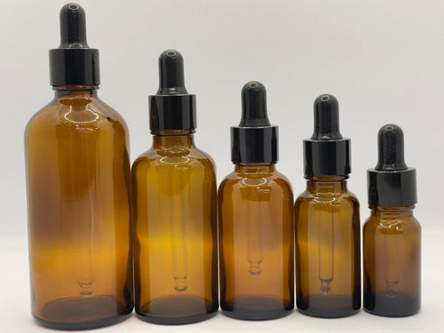 Amber Glass Dropper Bottle with Black Cap