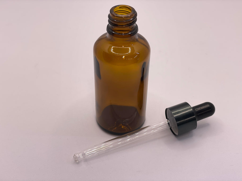 Amber Glass Dropper Bottle with Black Cap