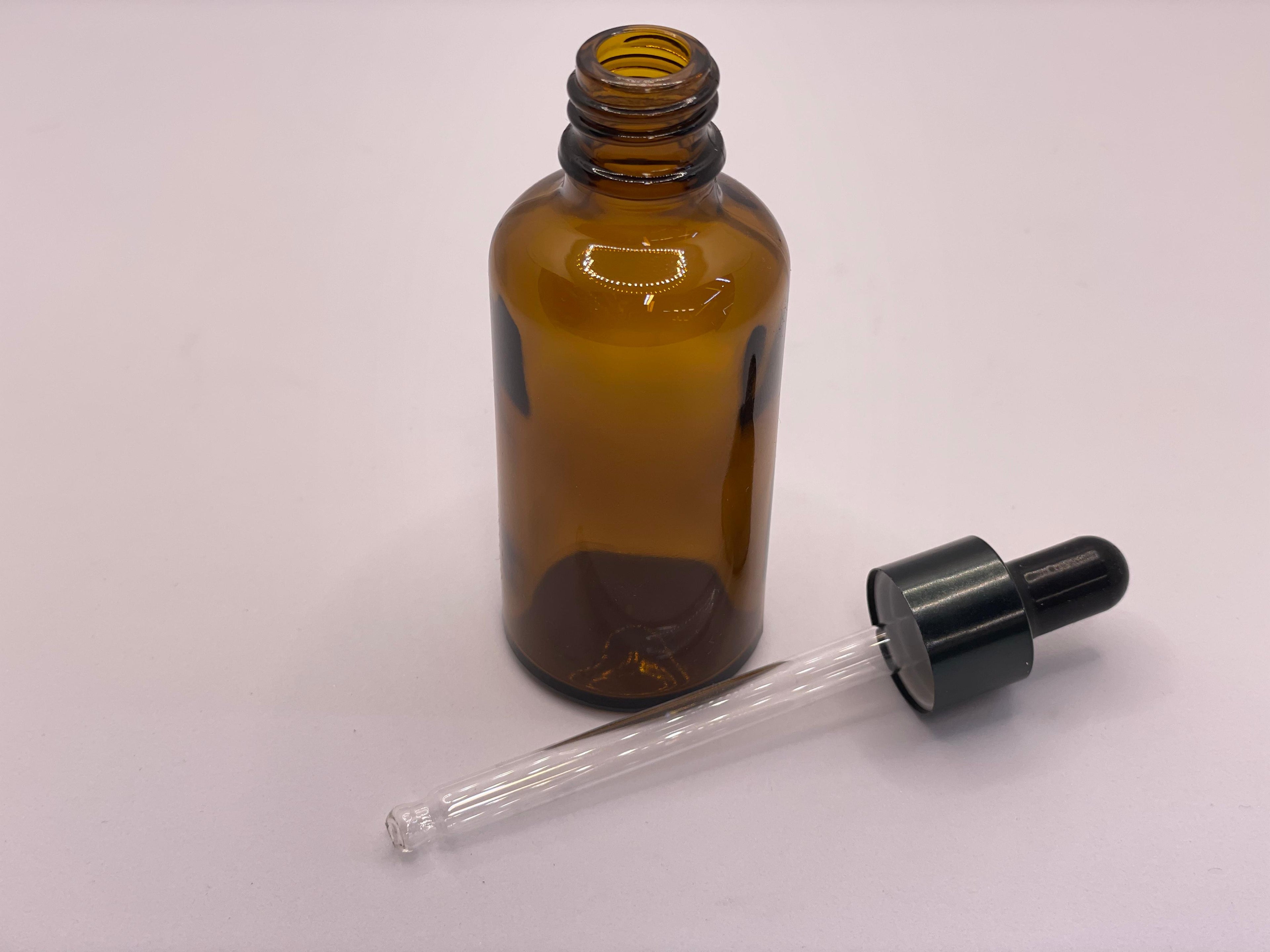 Amber Glass Dropper Bottle with Black Cap