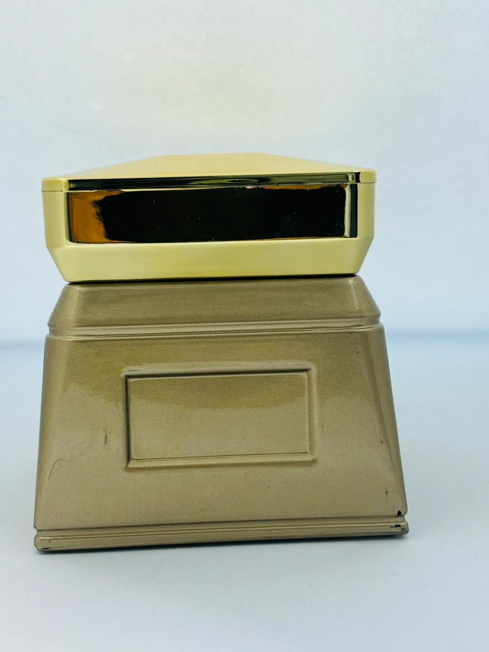 Luxury Square Bakhoor Jar with Gold Lid | Champagne & Gold